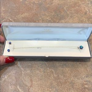 Sterling silver necklace stud earrings crystal set